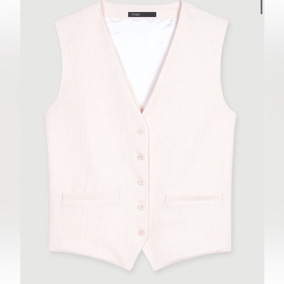 Maje Cream Button-Up Vest